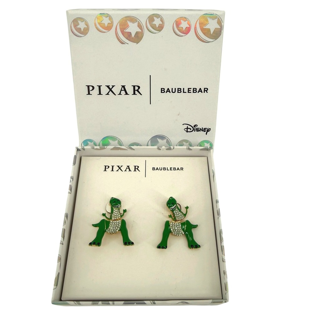 Disney Pixar BaubleBar Rex‎ Toy Story Enamel Crystal Ear Jacket Earrings NEW